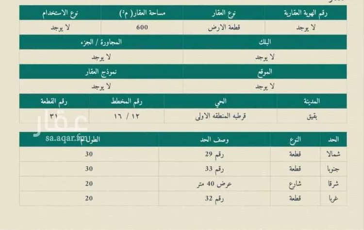 أرض للبيع في حي حي قرطبة - بقيق, مدينة بقيق, المنطقة الشرقية