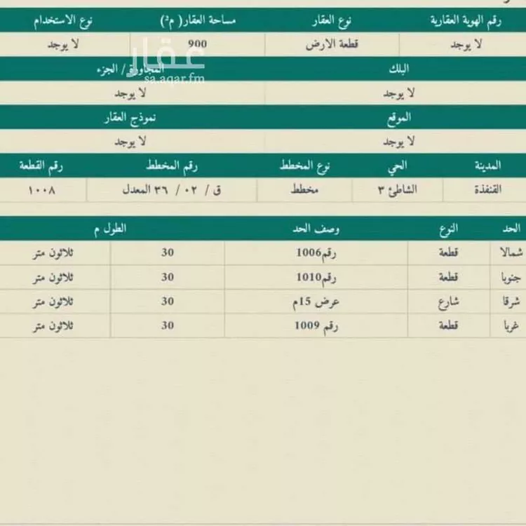 أرض للبيع في حي الشاطئ 3, مدينة القنفذة, منطقة مكة المكرمة