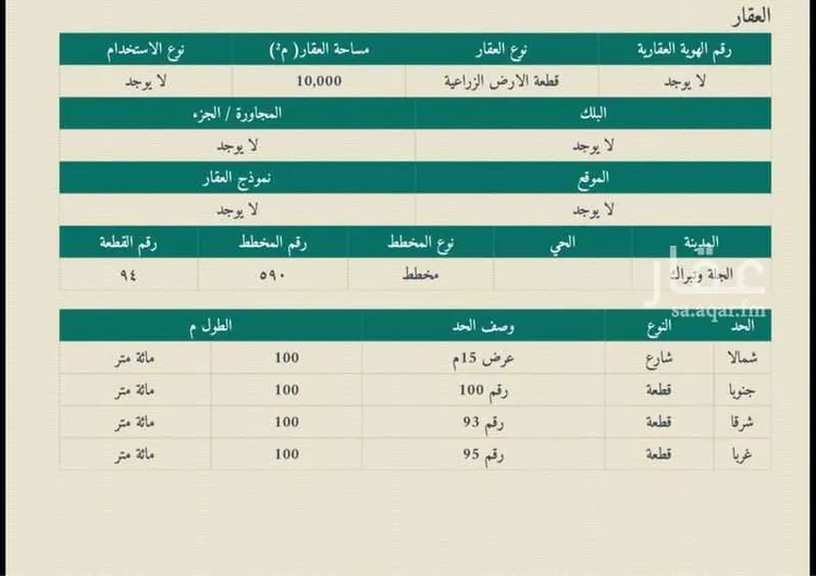 أرض للبيع في مدينة الجلة وتبراك, منطقة الرياض صورة 2