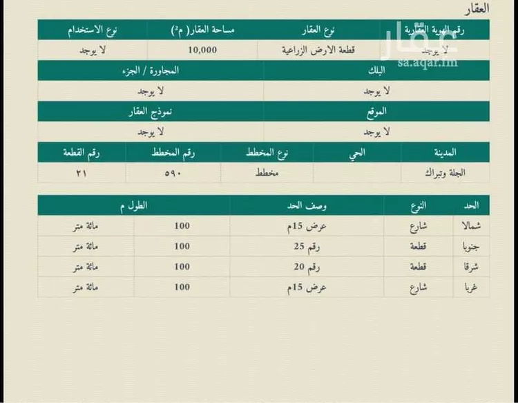أرض للبيع في شارع 15.15, حي الكلاء ومزارعها, مدينة الكلاء ومزارعها, منطقة الرياض صورة 2