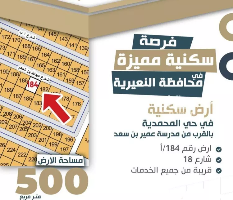 أرض للبيع في شارع عبدالله بن الحكم, حي المحمدية, مدينة النعيريه, المنطقة الشرقية صورة 2