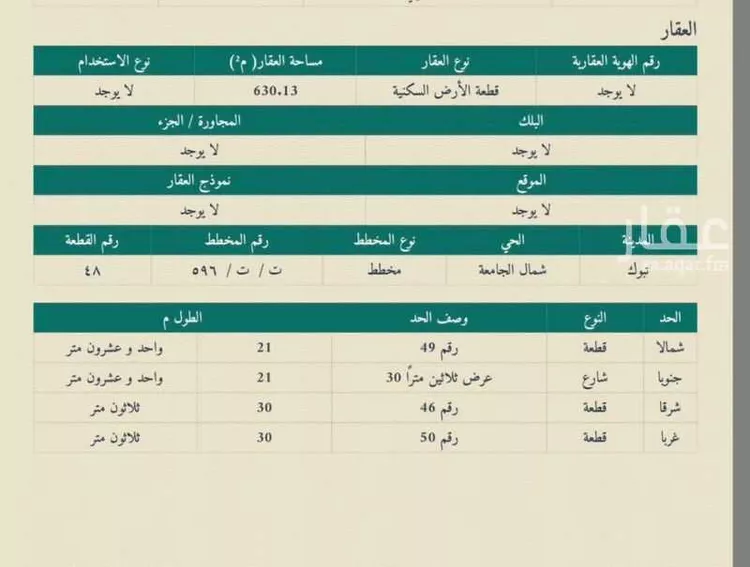 Land for Sale in Tabuk Housing of public security forces