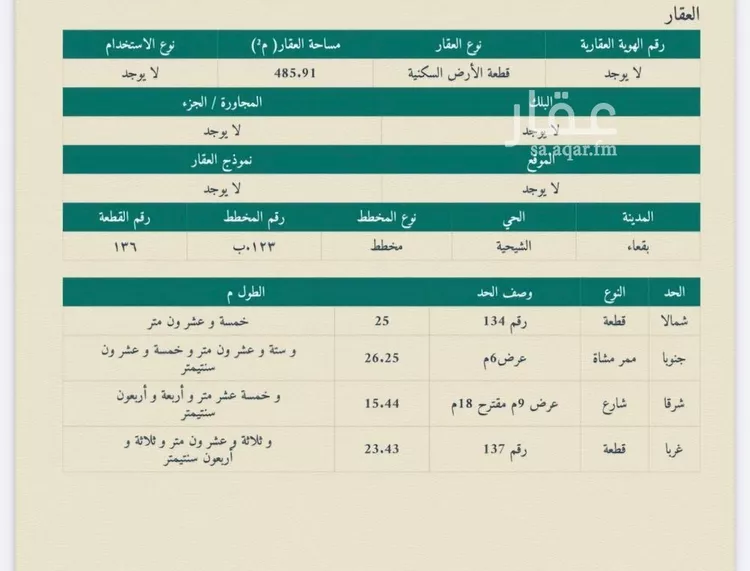 أرض للبيع في شارع أبو حكيم بن ثعلبة	رضي الله عنه, حي الشيحيّة, مدينة الشيحيه, منطقة حائل