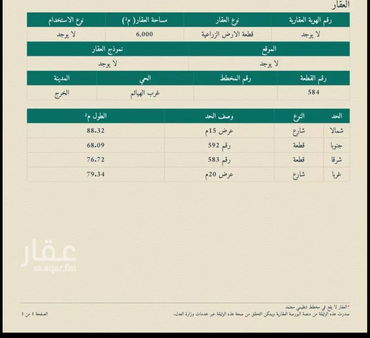 أرض للبيع في شارع 20-15, حي الحزم والبطينه, مدينة الحزم والبطينه, منطقة الرياض صورة 2