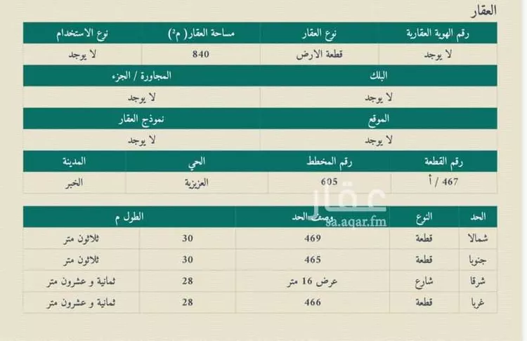 أرض للبيع في شارع ابو مرة الطائفي ، حي الصفا ، الدمام ، الدمام