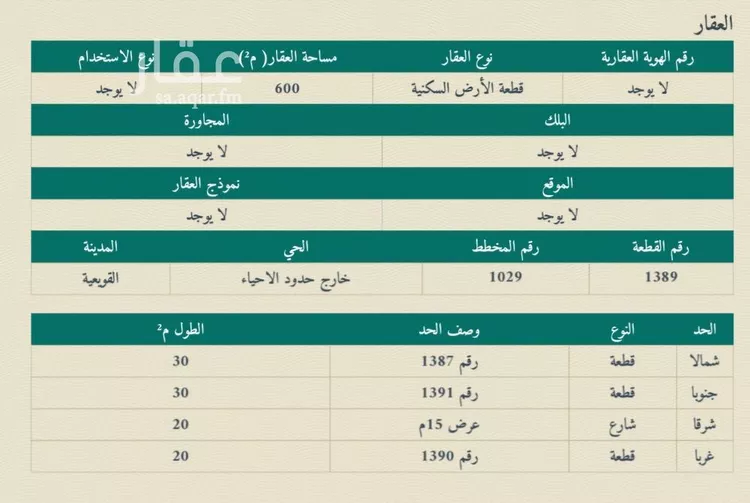 أرض للبيع في شارع 1029 مخطط رقم 58, حي 1029 مخطط رقم, مدينة القويعية, منطقة الرياض صورة 2