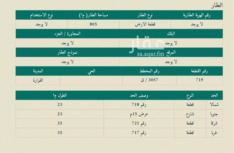 أرض للبيع في شارع فرعي, حي الروضة, مدينة القواره, منطقة القصيم صورة 3