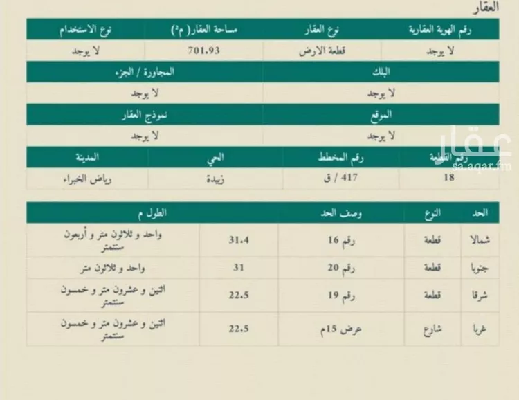 أرض للبيع في شارع عين ريم, حي زبيدة, مدينة رياض الخبراء, منطقة القصيم صورة 2