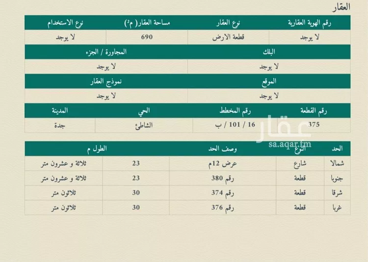 أرض للبيع في شارع محمد بن ظهيره, حي الشاطئ, مدينة جدة, منطقة مكة المكرمة صورة 3