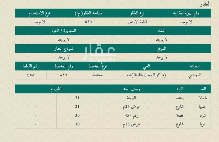 أرض للبيع في شارع داخلي , مدينة الروسان, منطقة الرياض صورة 3