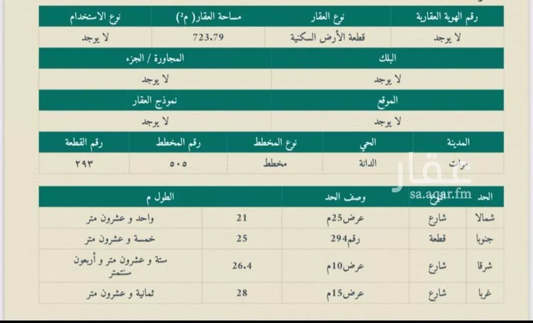 أرض للبيع في شارع داخلي , حي الدانة, مدينة لبخه, منطقة الرياض صورة 2