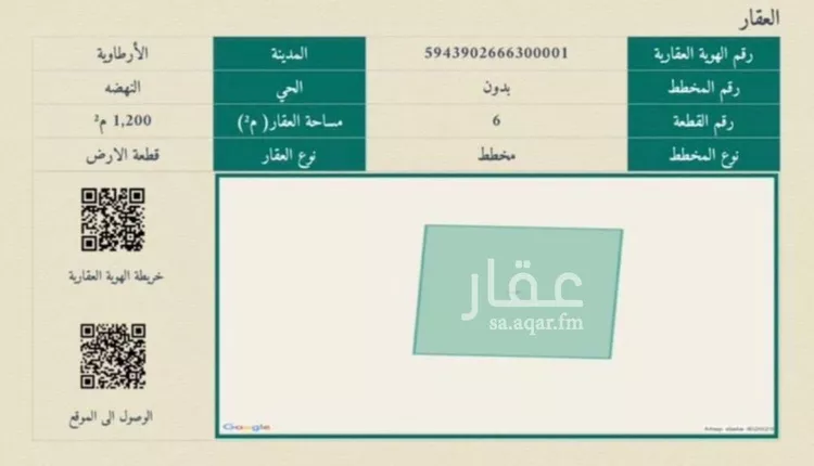 أرض للبيع في شارع داخلي , حي النهضة, مدينة الأرطاوية, منطقة الرياض صورة 2