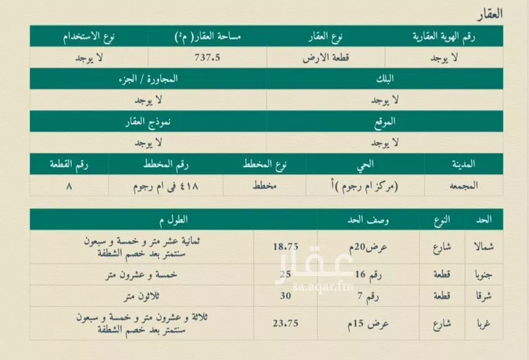 أرض للبيع في شارع فرعي, حي ام رجوم, مدينة ام رجوم, منطقة الرياض صورة 2
