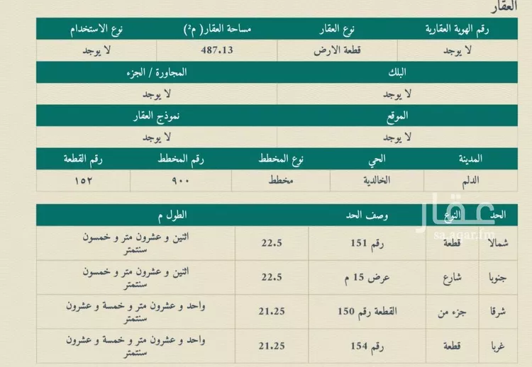 أرض للبيع في شارع داخل , حي الخالدية, مدينة الدلم, منطقة الرياض صورة 2