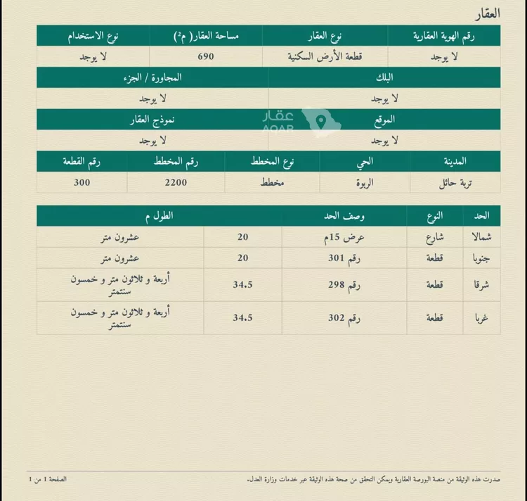 أرض للبيع في شارع داخل , حي الربوة, مدينة تربة, منطقة حائل 2