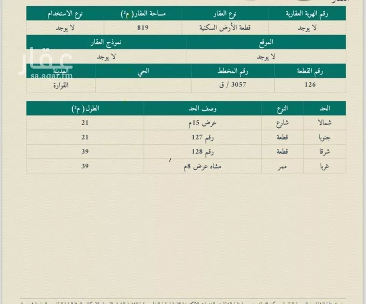 أرض للبيع في حي الروضة, مدينة القواره, منطقة القصيم صورة 2
