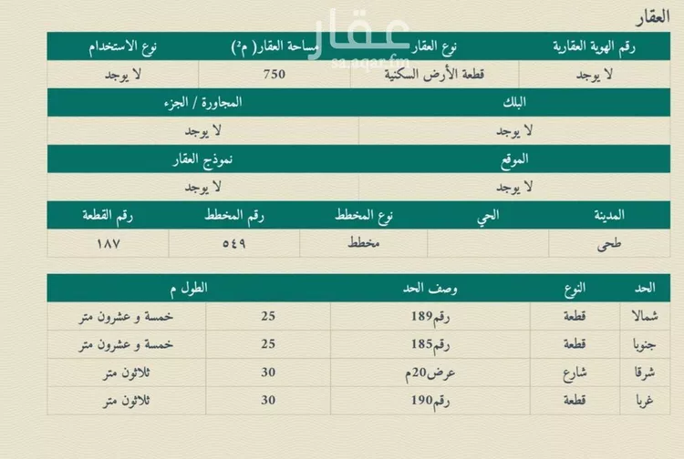 أرض للبيع في شارع حسن عبدالله علي خواجي, مدينة طحي, منطقة الرياض صورة 2