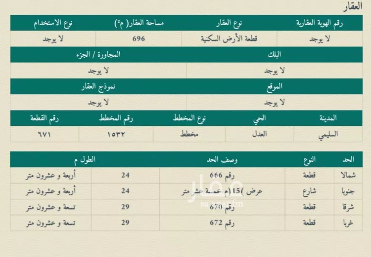 أرض للبيع في شارع داخلي , حي العدل, مدينة السليمي, منطقة حائل صورة 2