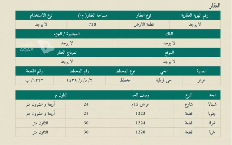 أرض للبيع في شارع قطر بن خليفة, حي قرطبة, مدينة عرعر, منطقة الحدود الشماليه 2