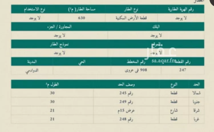أرض للبيع في شارع (مخطط 908 ) 27, حي مخطط 908, مدينة عروى, منطقة الرياض صورة 2