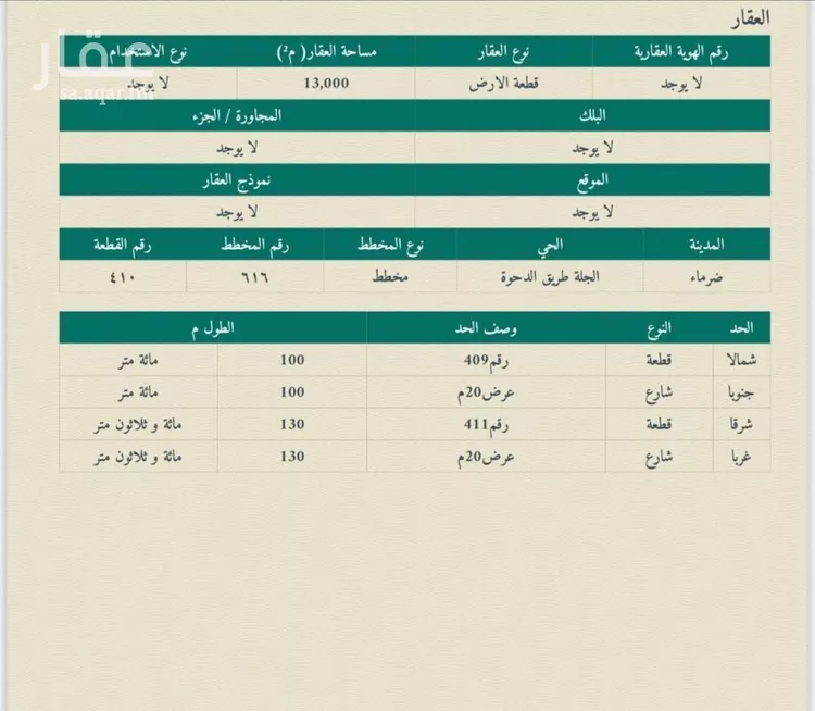 أرض للبيع في شارع داخلي , حي البينه, مدينة البينه, منطقة الرياض صورة 2