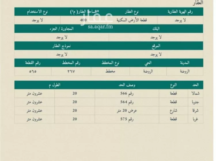 أرض للبيع في شارع الروضه 217, حي الروضة, مدينة الغزالة - الروضه, منطقة حائل صورة 3