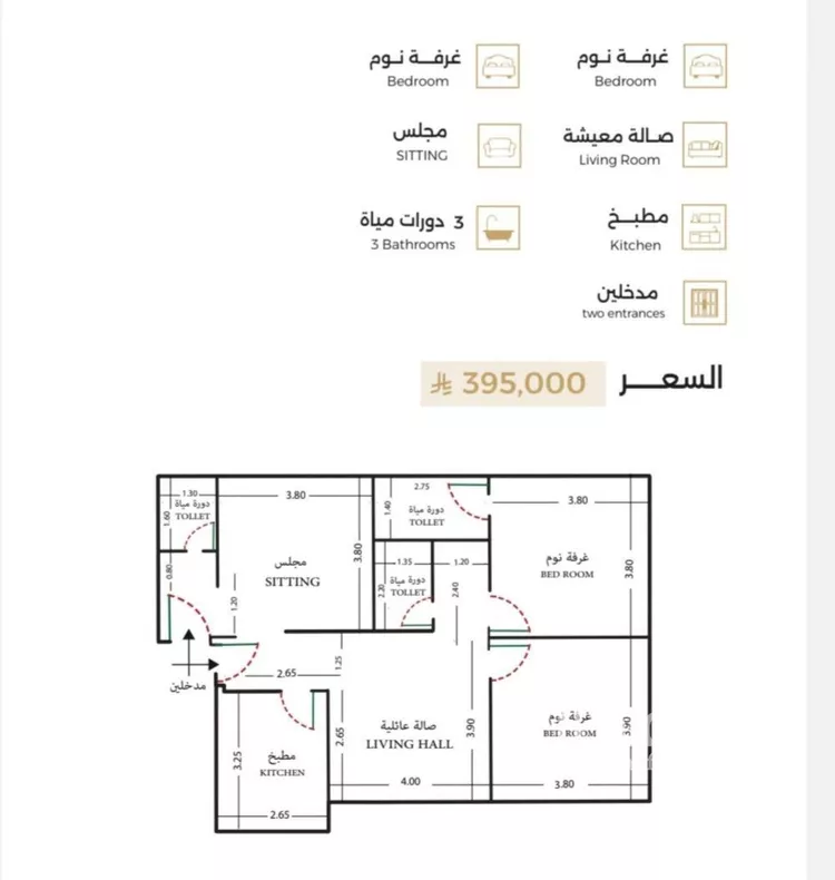 شقة للبيع في شارع الحناه, حي الرحاب, مدينة جدة, منطقة مكة المكرمة صورة 2
