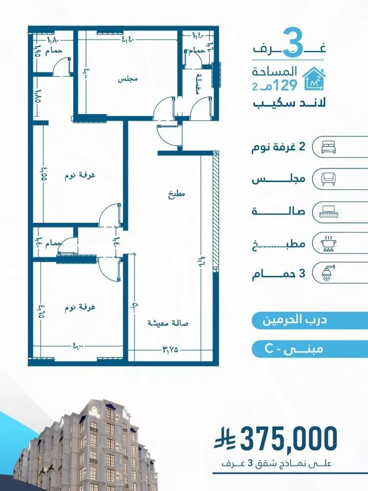 شقة للبيع في شارع احمد بن عيسى الرومي, حي الفيحاء, مدينة جدة, منطقة مكة المكرمة صورة 2