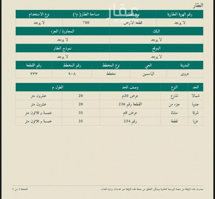 أرض للبيع في شارع عروى 41, مدينة عروى, منطقة الرياض صورة 2