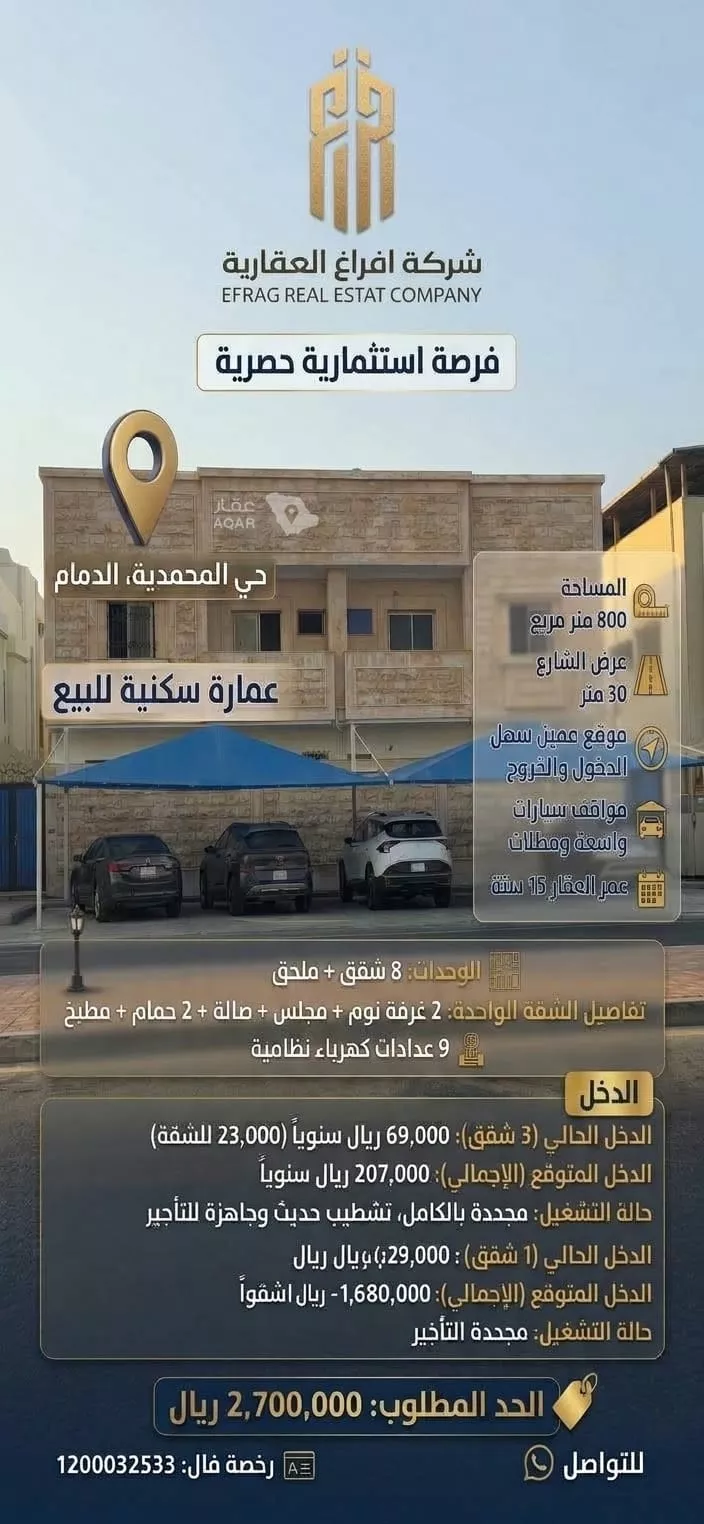عمارة للبيع في شارع مسلم بن عقيل, حي المحمدية, مدينة الدمام, المنطقة الشرقية