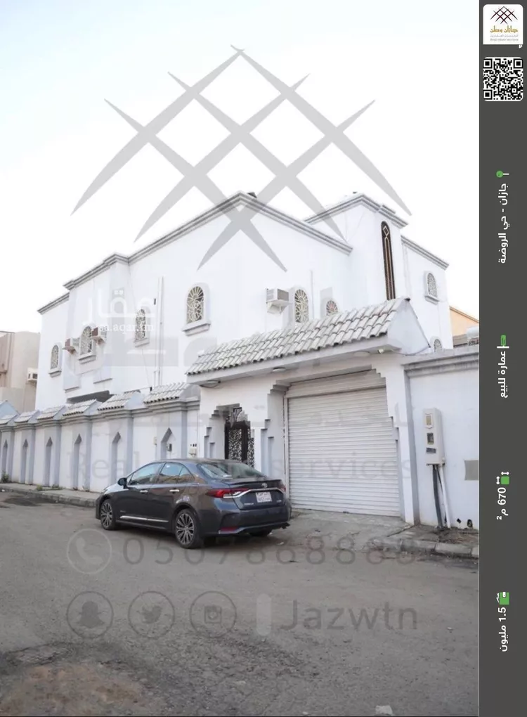 عمارة للبيع في شارع أبو رهم الغفاري, حي الروضة, مدينة جازان, منطقة جازان