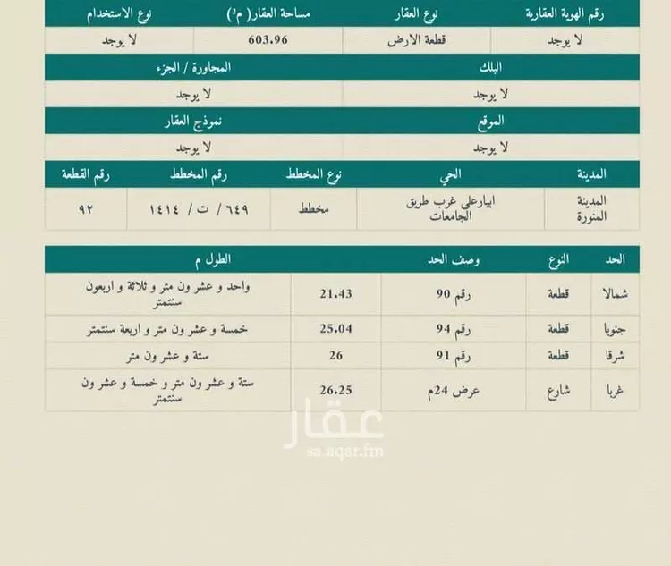 أرض للبيع في شارع احمد بن محمد بن بحر, حي الدفاع, مدينة المدينة المنورة, منطقة المدينة المنورة صورة 5