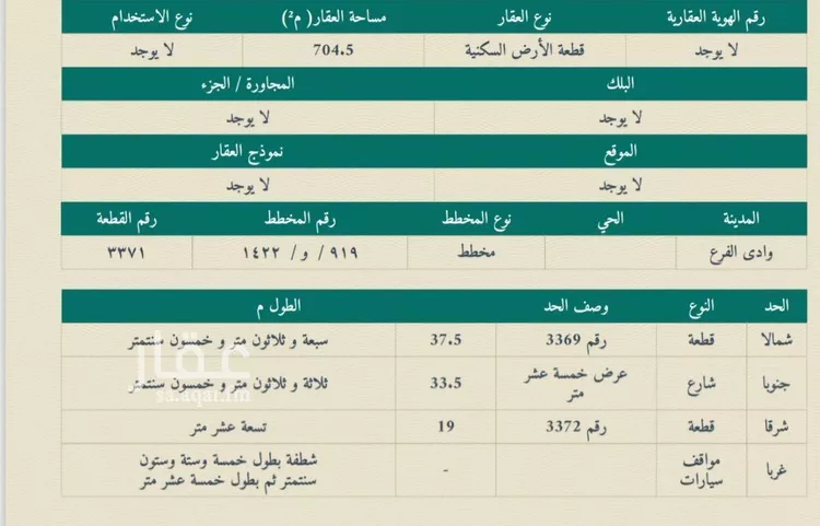 أرض للبيع في حي مخطط وادي  الفرع, مدينة وادي  الفرع, منطقة المدينة المنورة صورة 2