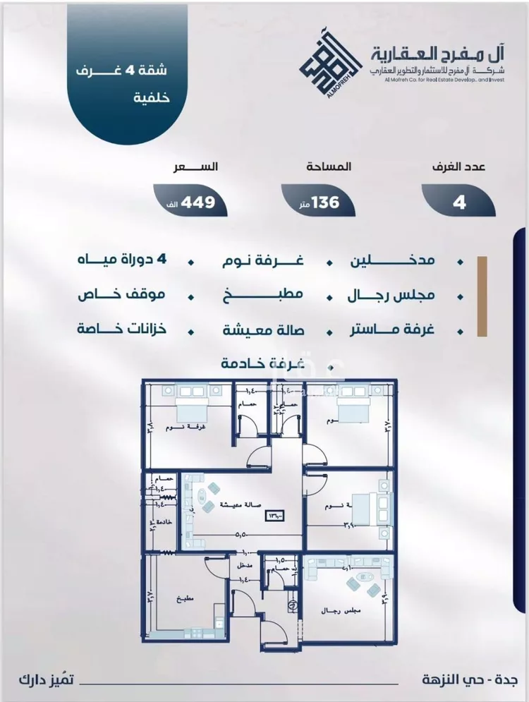 شقة للبيع في شارع عمر بن سعواء, حي النزهة, مدينة جدة, منطقة مكة المكرمة صورة 2