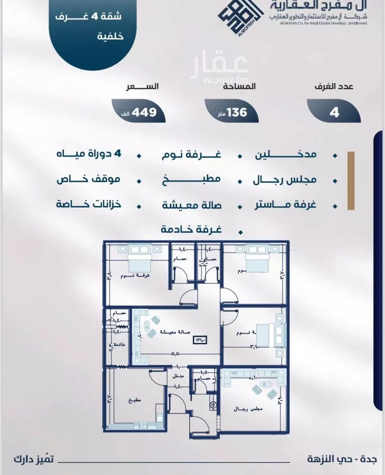 شقة للبيع في شارع فؤاد شاكر, حي النزهة, مدينة جدة, منطقة مكة المكرمة صورة 2