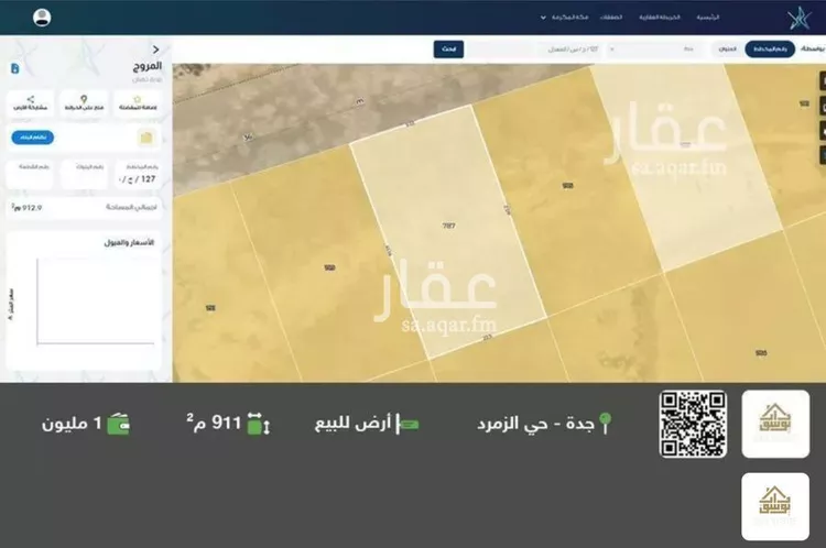 أرض للبيع في شارع 6564, حي المروج, مدينة جدة, منطقة مكة المكرمة