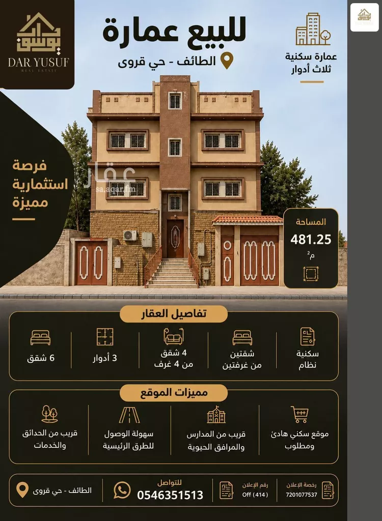 عمارة للبيع في حي قروى, مدينة الطائف, منطقة مكة المكرمة
