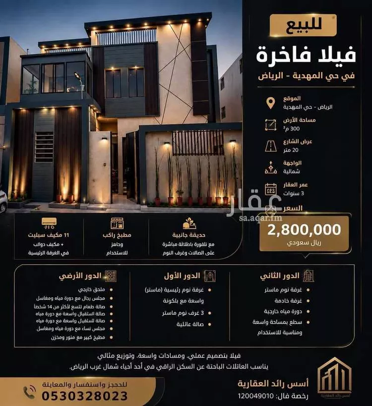 فيلا للبيع في شارع احمد بن اسماعيل الناشري, حي المهدية, مدينة الرياض, منطقة الرياض