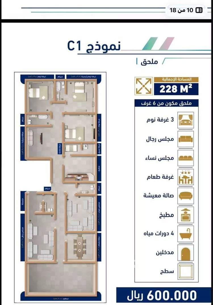 شقة للبيع في شارع الجرشي, حي مريخ, مدينة جدة, منطقة مكة المكرمة 8