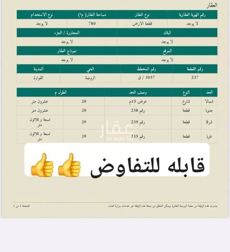 أرض للبيع في حي الروضة, مدينة القواره, منطقة القصيم