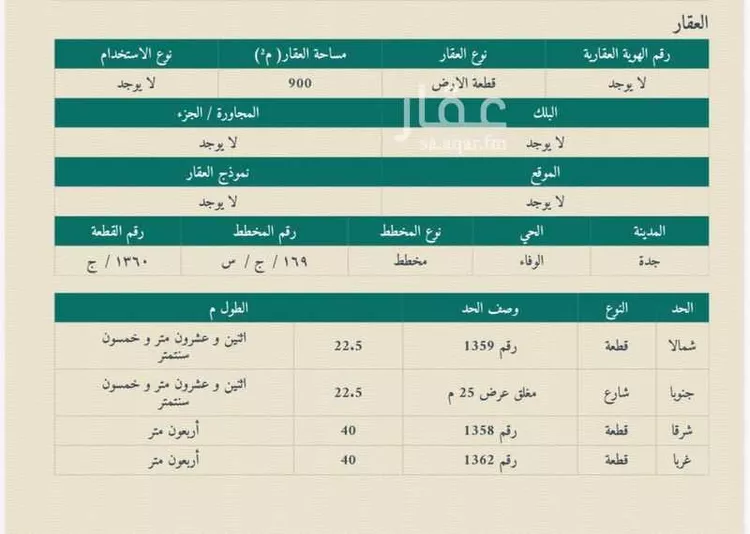 أرض للبيع في شارع عبد الله البصري, حي الوفاء, مدينة جدة, منطقة مكة المكرمة
