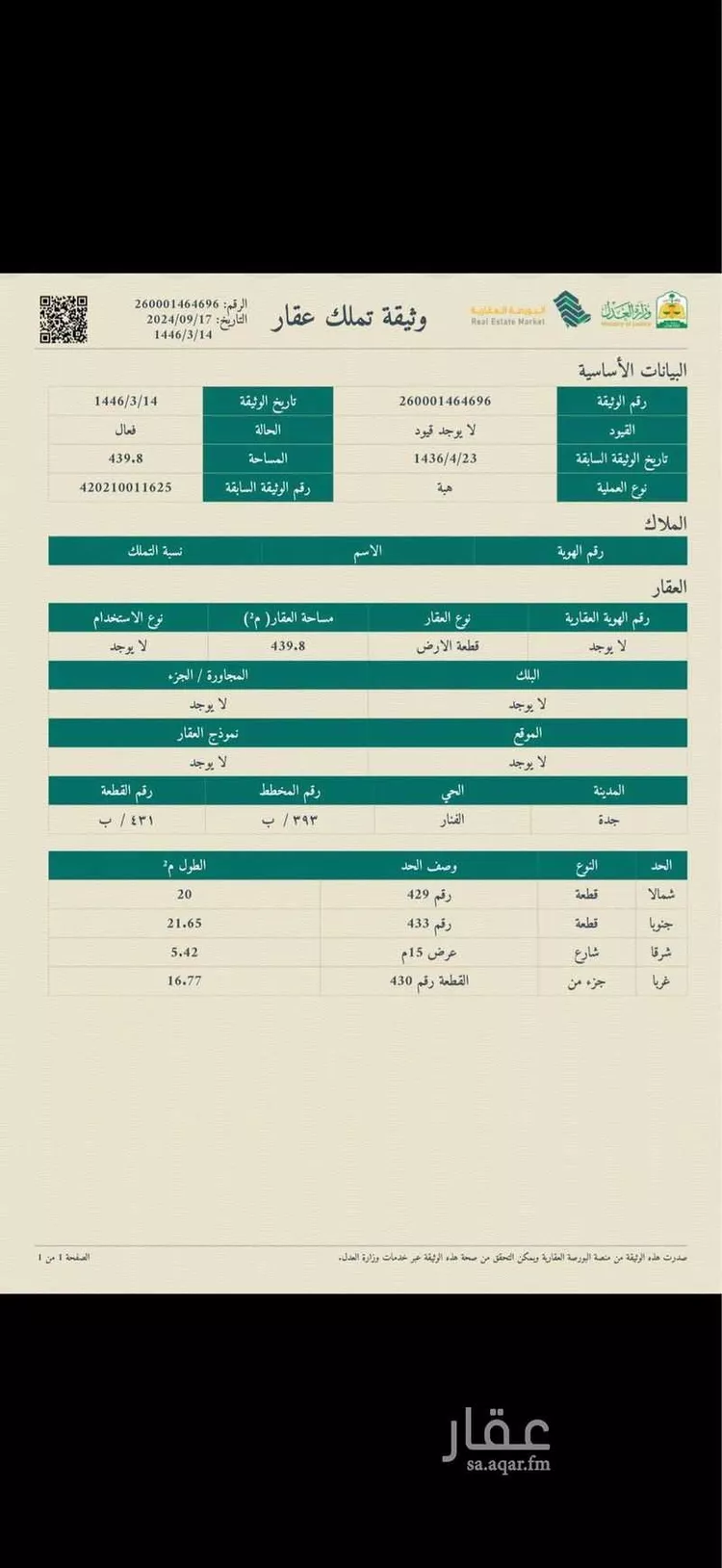 أرض للبيع في حي الفنار, مدينة جدة, منطقة مكة المكرمة