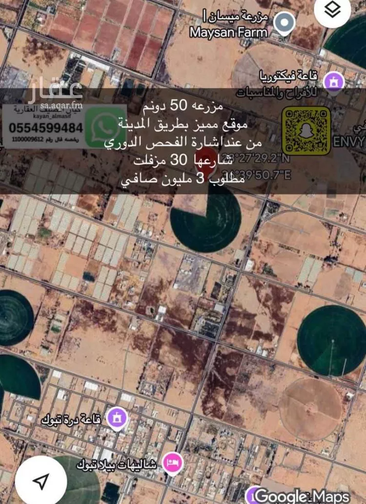 مزرعة للبيع في شارع طريق المدينة, مدينة تبوك, منطقة تبوك صورة 5