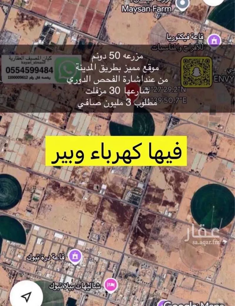 مزرعة للبيع في شارع 00000, حي مزارع شمال طريق المدينه(الرابعة), مدينة مزارع شمال طريق المدينه(الرابعة), منطقة تبوك صورة 3