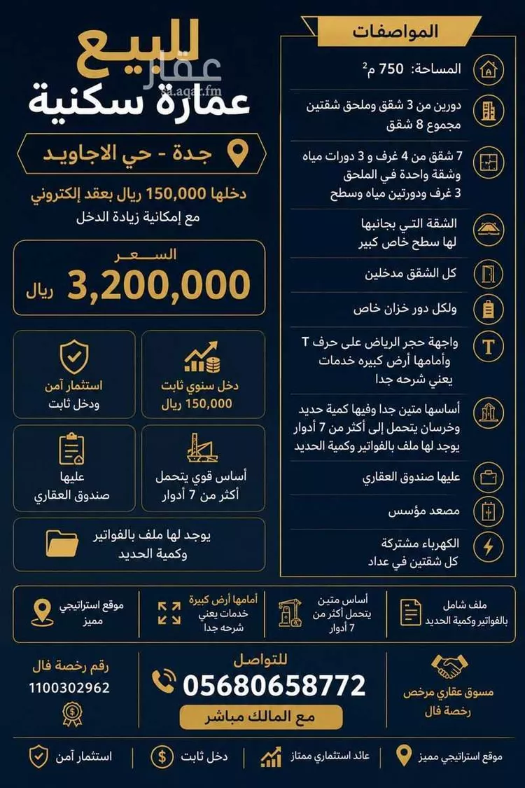 عمارة للبيع في شارع أحمد بن الجزري, حي الأجاويد, مدينة جدة, منطقة مكة المكرمة