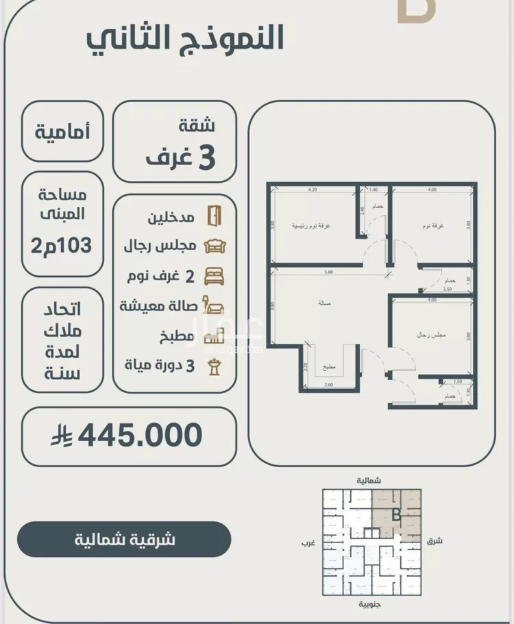 شقة للبيع في شارع ابو مصعب الاسدي, حي النعيم, مدينة جدة, منطقة مكة المكرمة صورة 2