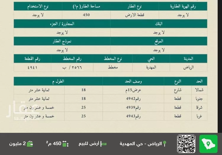 أرض للبيع في حي المهدية, مدينة الرياض, منطقة الرياض صورة 2