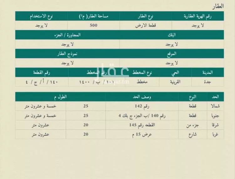 أرض للبيع في حي القرينية, مدينة جدة, منطقة مكة المكرمة صورة 2