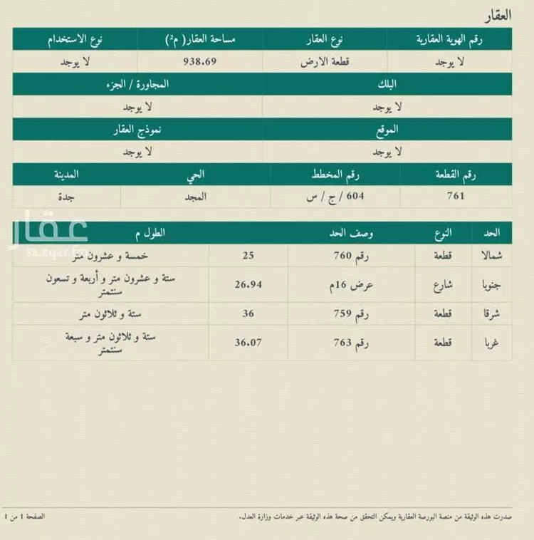 أرض للبيع في حي المجد, مدينة جدة, منطقة مكة المكرمة