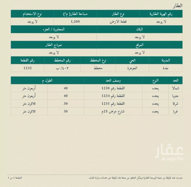 Land for Sale in Jeddah Al Jawharah